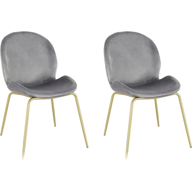 Notio Living Rafael-Stoel - Set van 2 - Grijs Fluweel