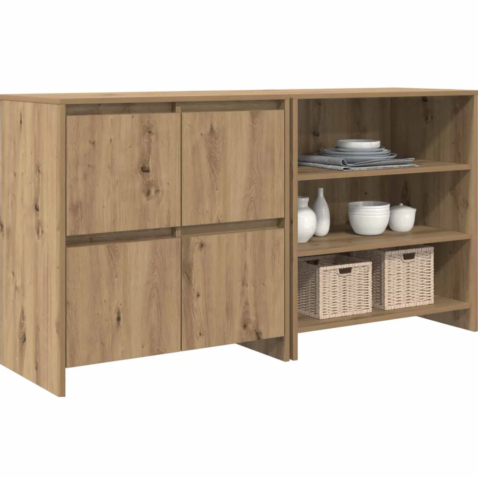vidaXL Dressoir 2 st Artisan Eiken 70 x 41 x 75 cm Bewerkt hout Bruin
