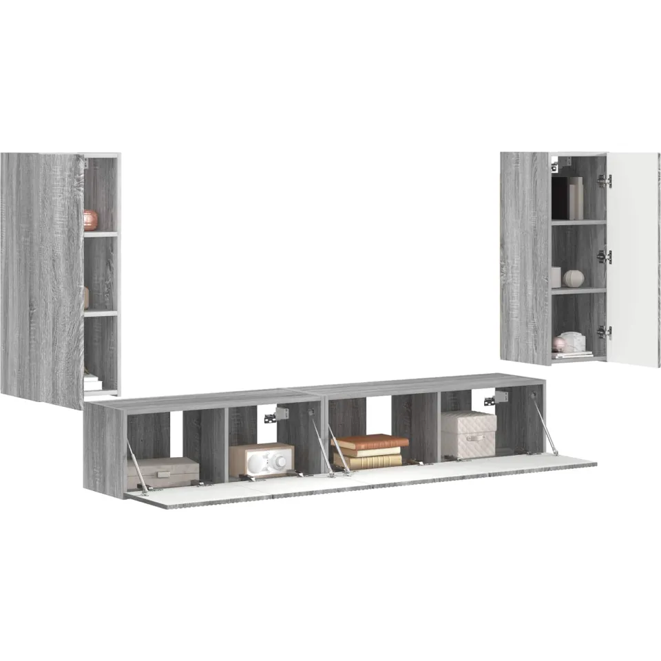 vidaXL Tv-meubelset 4 st Grijs Sonoma Bewerkt hout