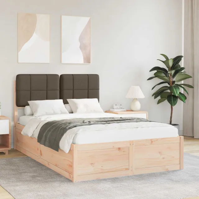 vidaXL Bedframe met Gevoerd Hoofdgedeelte Taupe 120 x 200 cm