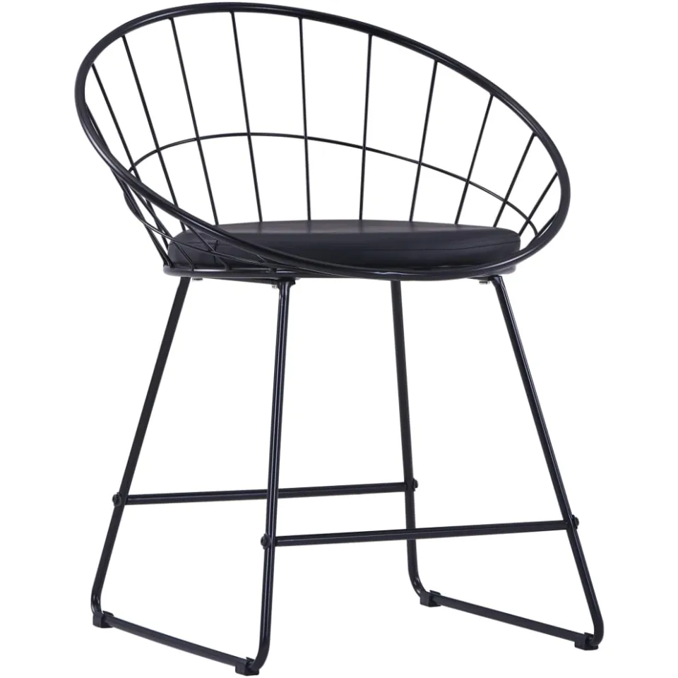vidaXL Eetkamerstoelen met kunstleren zittingen 2 st staal zwart, foto 3