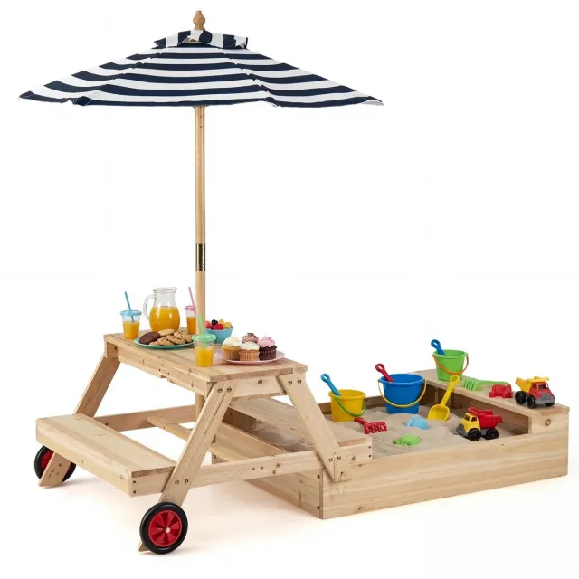 GranMaison Picknicktafel - Kinderen - Tuintafel - Multifunctionele Picknick tafel - Speeltafel - Geschikt voor Buiten - Sparrenhout Natuurlijk