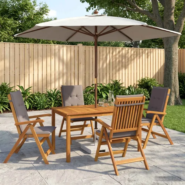 vidaXL 5-delige tuin eetset Naturel Massief Acaciahout