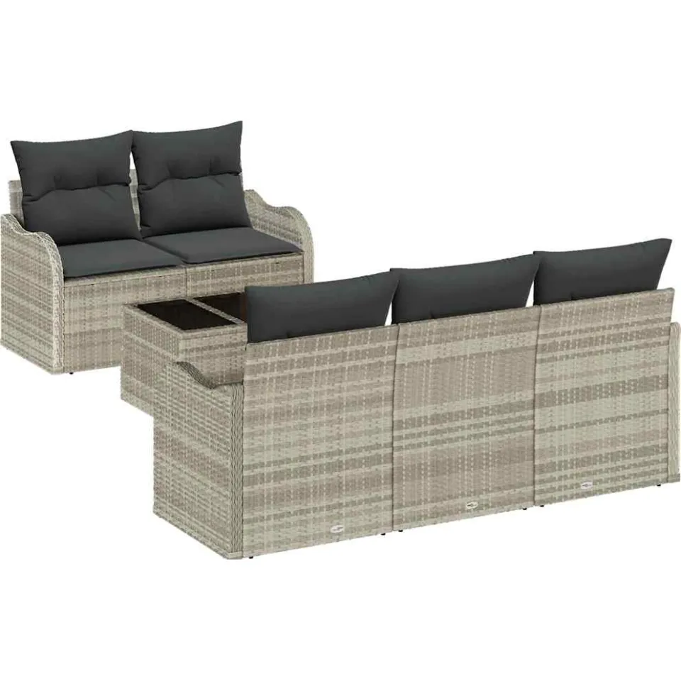 vidaXL Tuin Sofa Set Lichtgrijs poly rattan