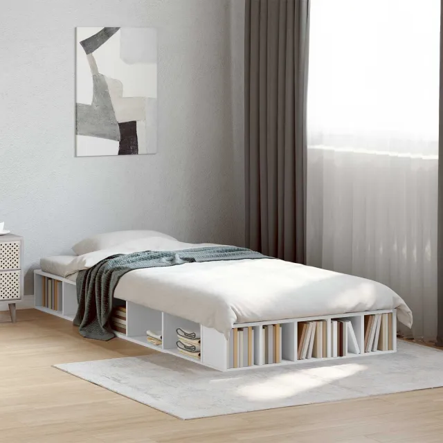 vidaXL Bedframe met opslag met plank Wit 80 x 200 cm Bewerkt hout