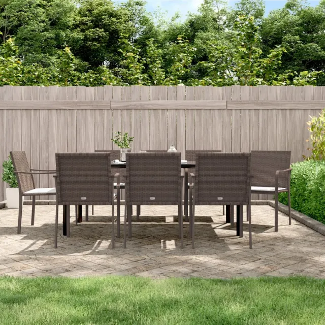 vidaXL 9-delige Tuinset met kussens poly rattan en staal, foto 2