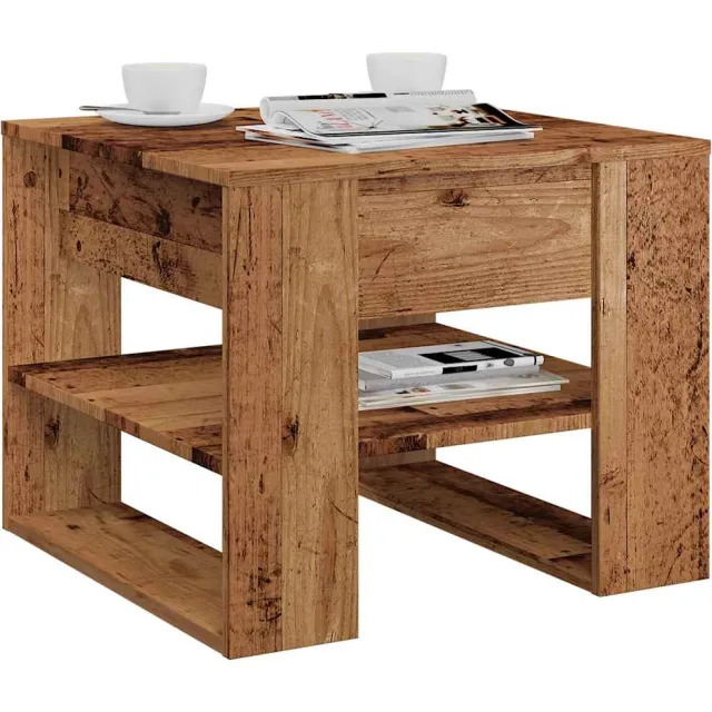 vidaXL Salontafel 55,5x55x45 cm bewerkt hout oud houtkleurig Bruin