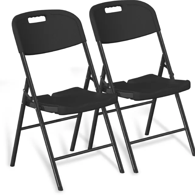 ADSafety Klapstoelen Set van 2 - Vouwstoelen Zware Kwaliteit - Weersbestendig - Tot 200 kg - Opvouwbare Stoelen - 46 x 51 x 86 cm - Zwart
