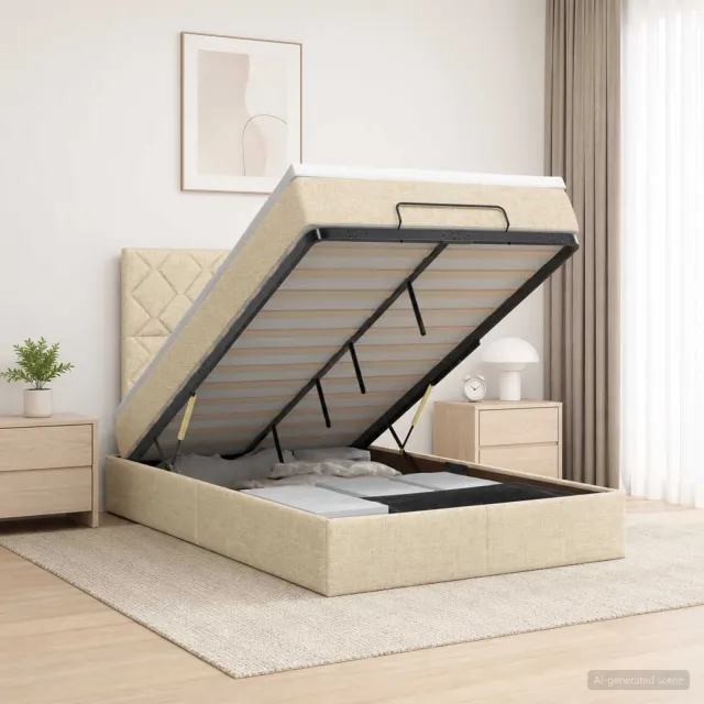 vidaXL Ottoman bed met matras Crèmekleurig 120 x 190 cm Stof