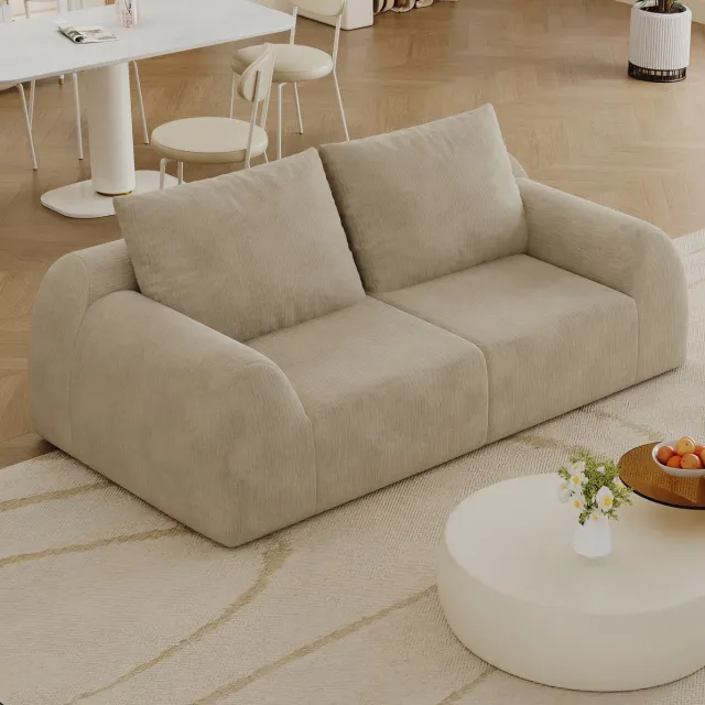 MODENUIT Zitbank 190 cm - 2-Zits Met Schuimvulling - Voor Woonkamer En Slaapkamer - Chenille - Stof Khaki