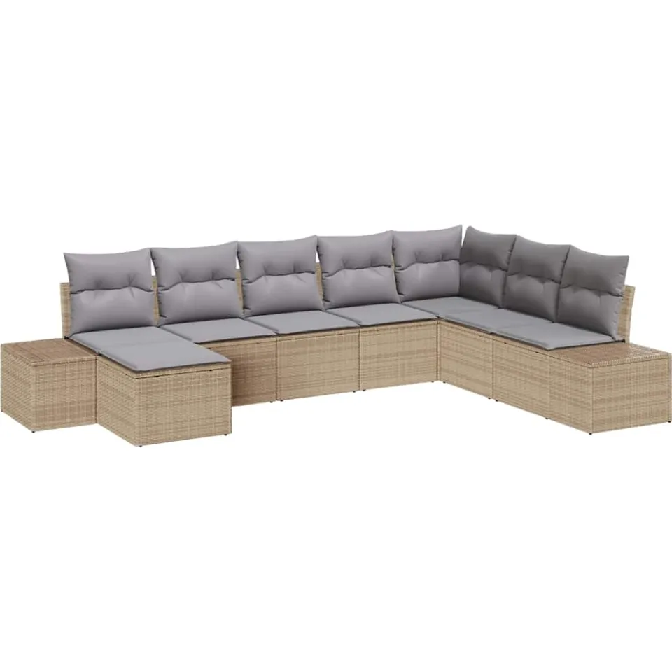 vidaXL Tuin Sofa Set 8 st Beige en Licht Grijs poly rattan