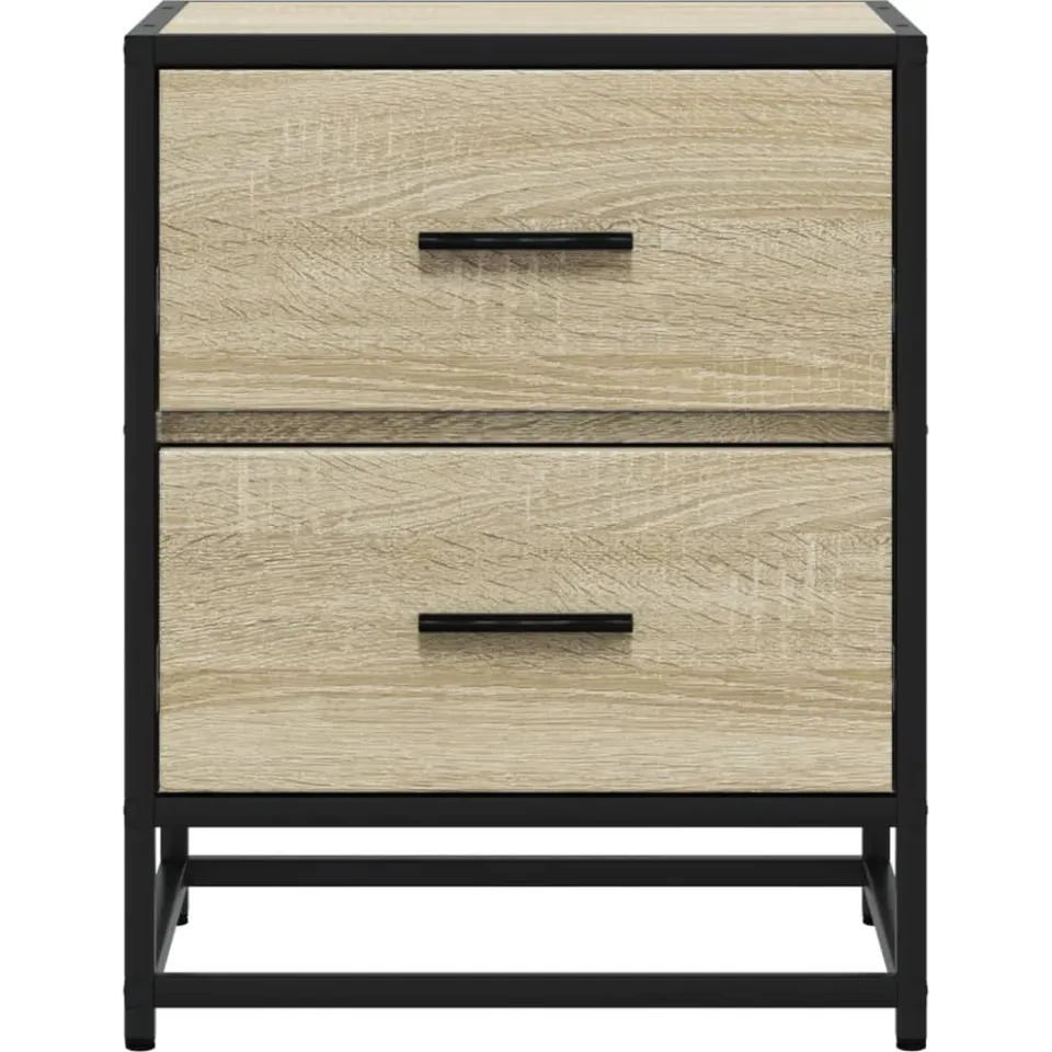 vidaXL Nachtkastjes 2 st 40x31x50 cm bewerkt hout sonoma eikenkleurig, foto 4