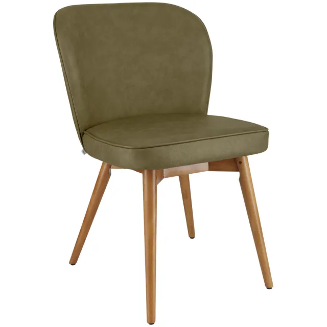 Vega 2x VEGA Stoel Lian Kunstleer; 56x58x86 cm (BxDxH); zitting olijf, frame lichtbruin; 2 stuk / verpakking