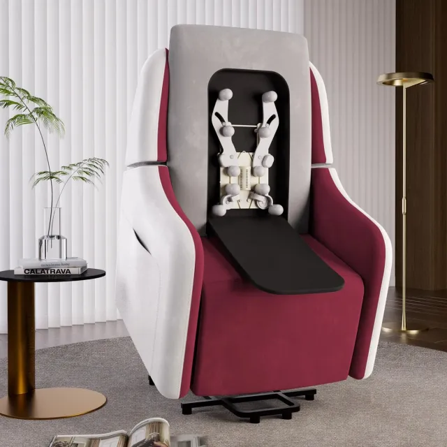 COMHOMA Elektrische Massagestoel - Met Power Lift en USB - Rood Stof