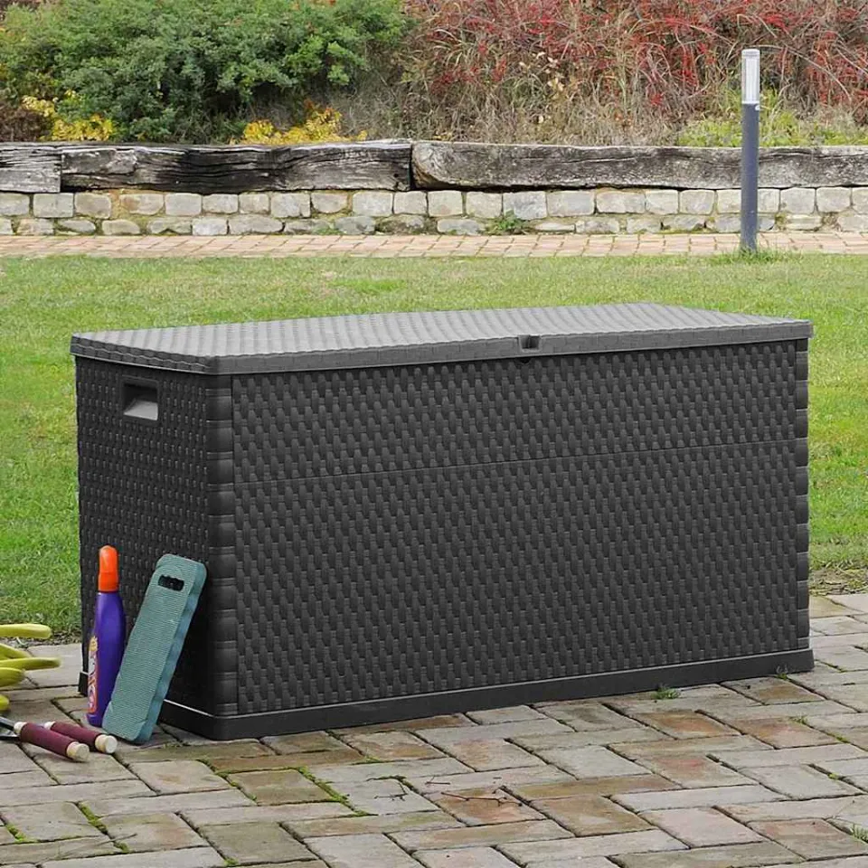 vidaXL Tuinbox 120x56x63 cm polypropeen rattan antracietkleurig, foto 4
