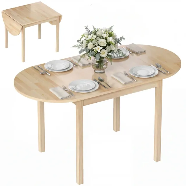 ZYLARO Eettafel - Houten Opklapbare Keukentafel Voor 6 Personen - Neerklapbaar Ontwerp - 140 x 70 x 75 cm - Natuurlijk Hout