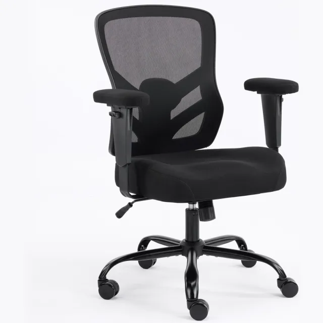 STILVORA Bureaustoel 67 Cm Ergonomisch Hoogte Verstelbaar Met 2D Armleuningen En Lendensteun Voor Thuiswerk En Kantoor Zwart