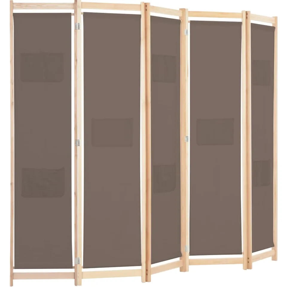 vidaXL Kamerscherm met 5 panelen 200x170x4 cm stof bruin, foto 3