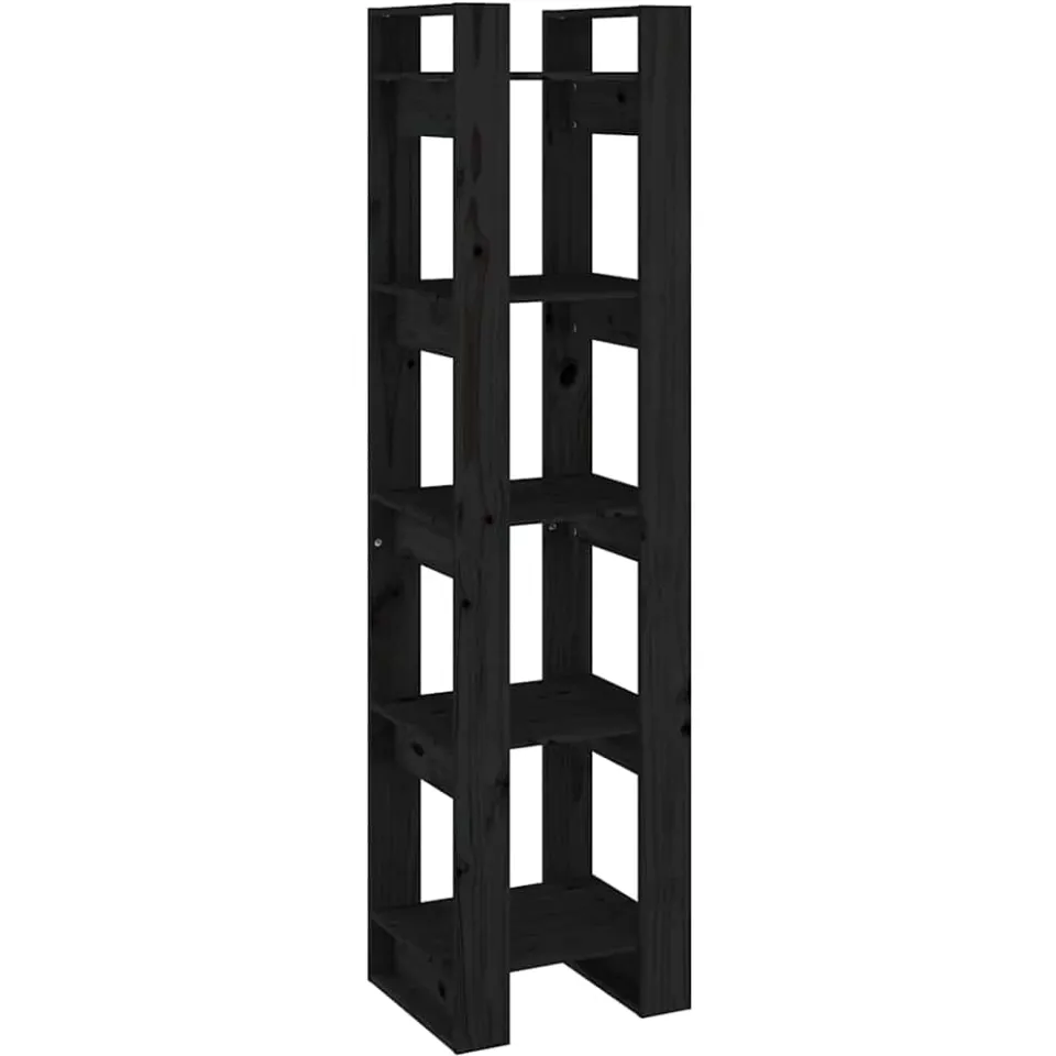 vidaXL Boekenkast/kamerscherm 41x35x160 cm massief grenenhout zwart