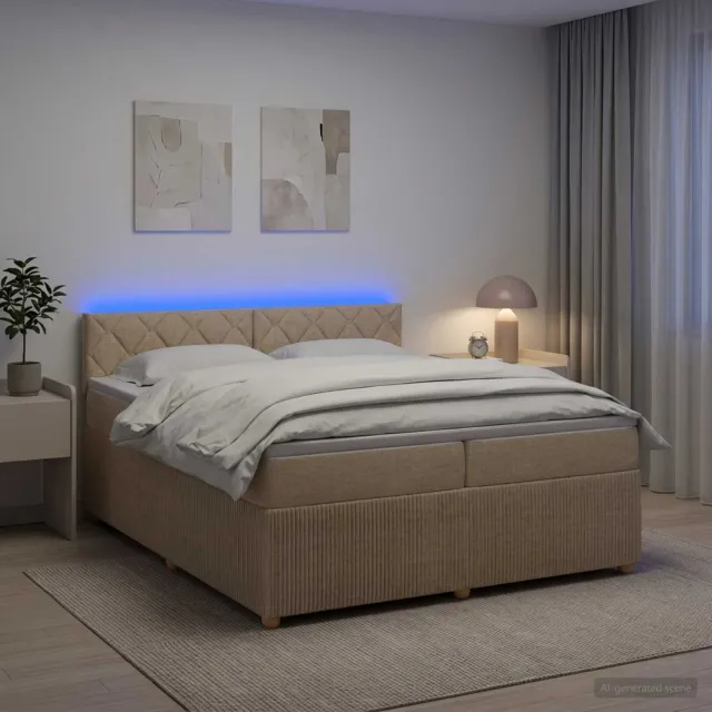 vidaXL Boxspringbed met matras Crèmekleurig 200 x 200 cm Stof