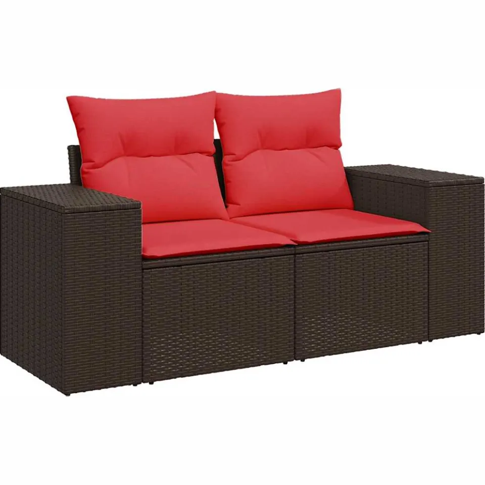 vidaXL 5-delige Loungeset met kussens poly rattan acacia bruin, foto 4
