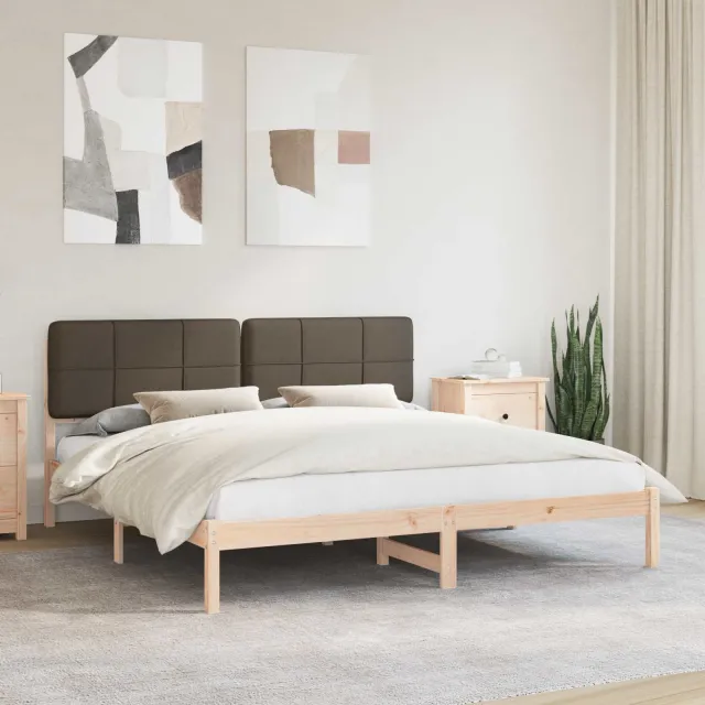 vidaXL Bedframe met Gevoerd Hoofdgedeelte Taupe 200 x 200 cm