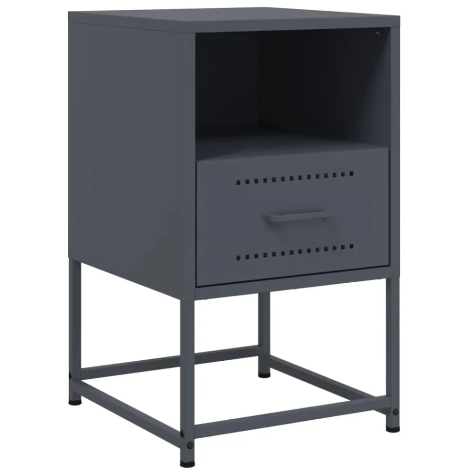 vidaXL Nachtkastjes 2 st 36x39x60,5 cm staal antracietkleurig Anthraciet