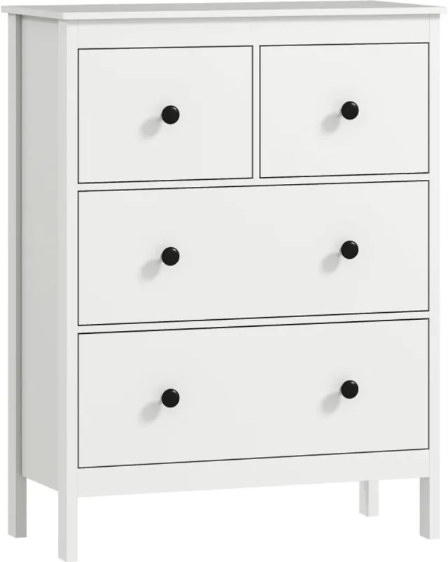 ZYLARO Dressoir - Ladekast met 4 lades - Voor kleding en beddengoed - Voor woonkamer, slaapkamer en hal - Spaanplaat - Wit