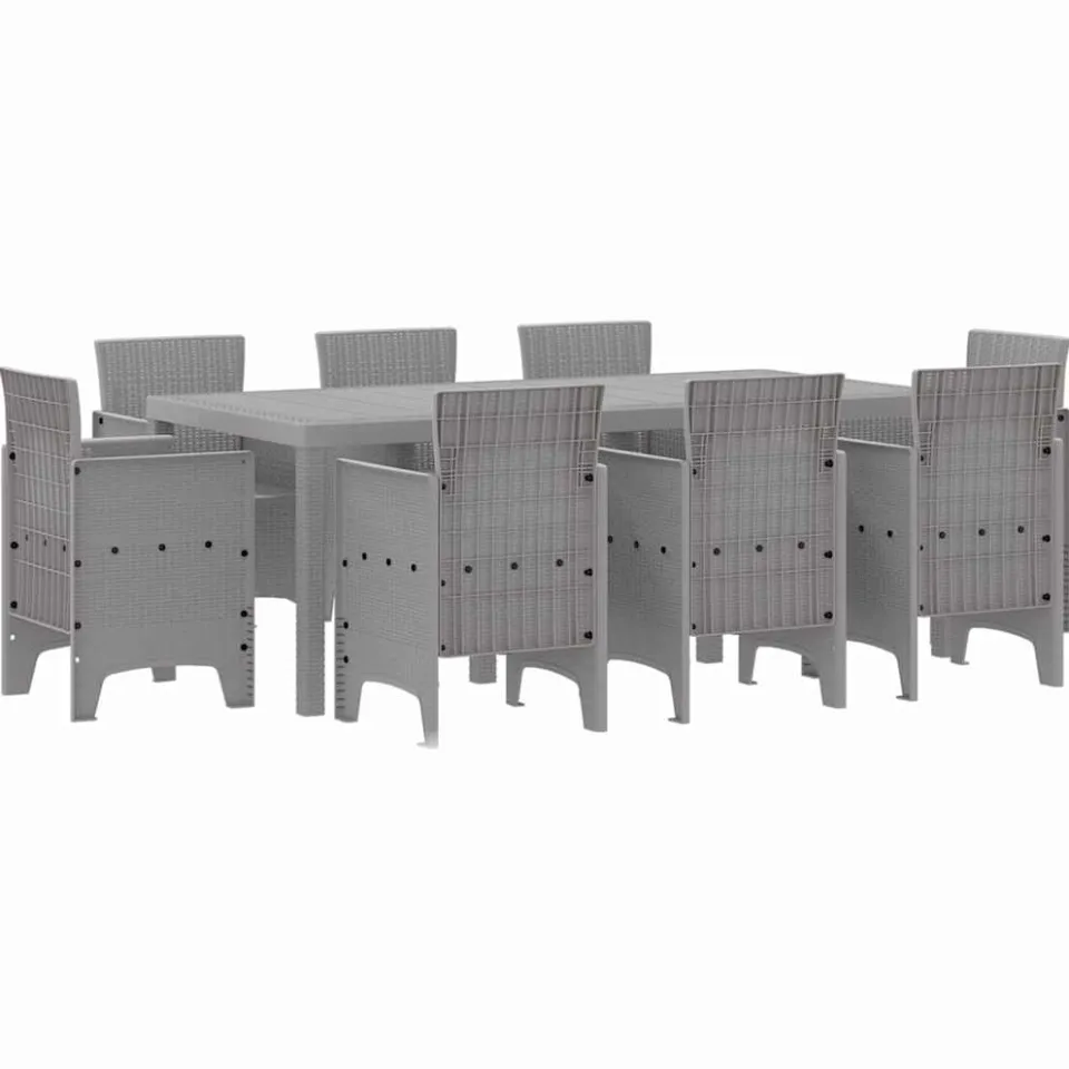 vidaXL Tuin eettafelset 9 st Lichtgrijs Polypropyleen