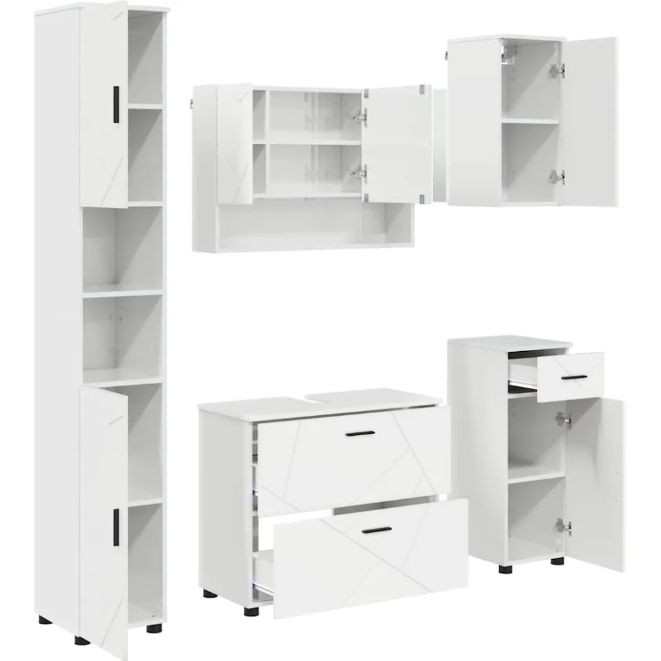 vidaXL Badkamermeubelset 5 st Hoogglans wit 35 x 30 x 192 cm, foto 3