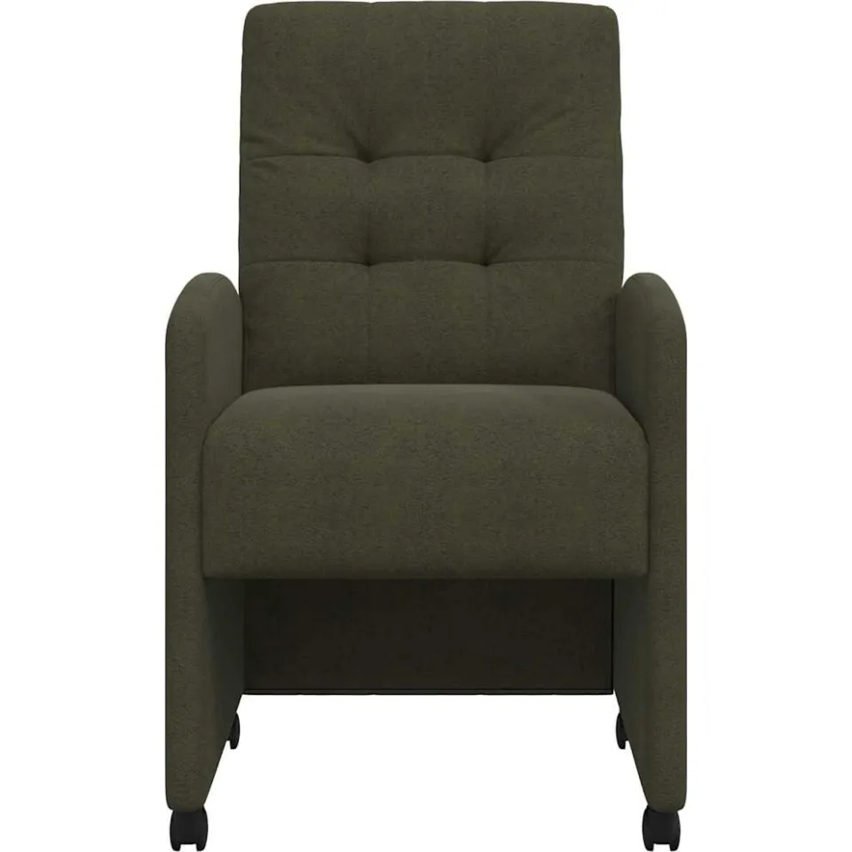 vidaXL Eetkamerstoelen met Wieltjes 2 st Faux suede leer Leger groen, foto 4