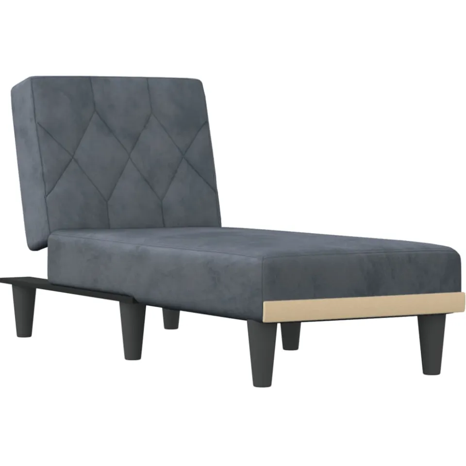 vidaXL Chaise longue fluweel donkergrijs grijs, foto 4