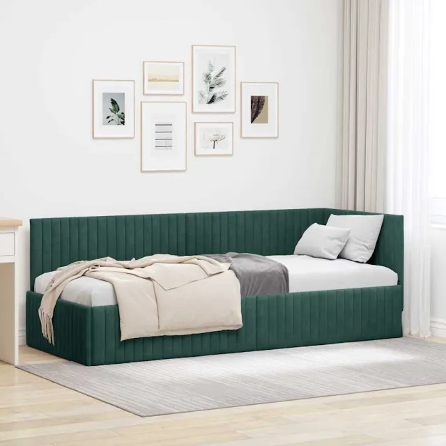 vidaXL Hoekbedframe Donkergroen 80 x 200 cm fluweel