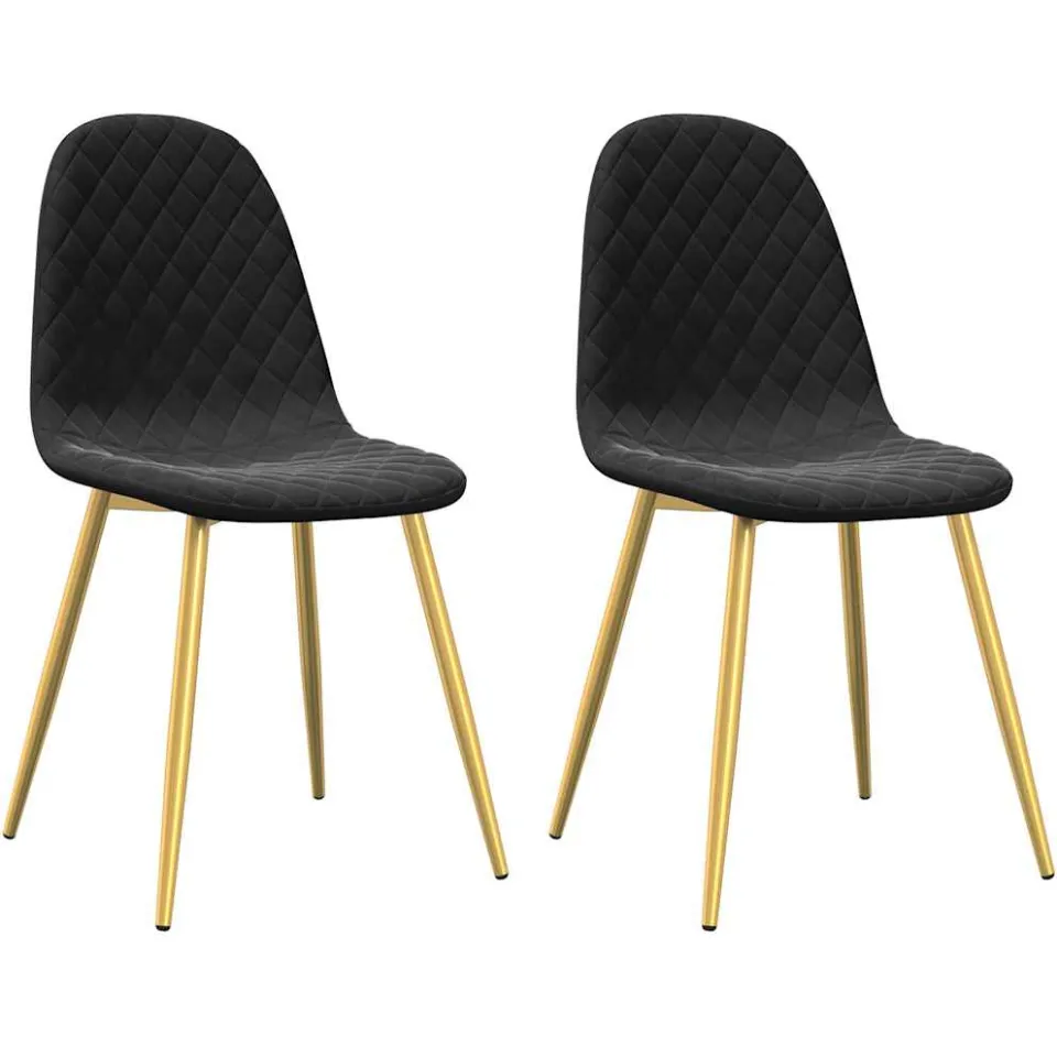 vidaXL Eetkamerstoelen 2 st fluweel zwart, foto 3