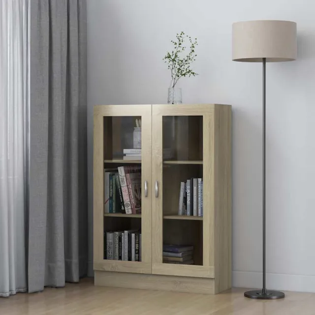 vidaXL Vitrinekast 82,5x30,5x115 cm bewerkt hout sonoma eikenkleurig, foto 2