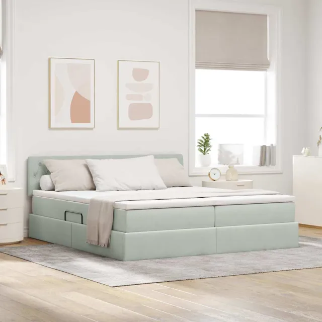 vidaXL Opslag bed 2 st Lichtgrijs 200 x 200 cm Velvet