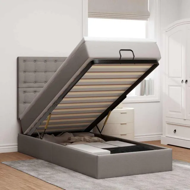 vidaXL Ottoman bed met matras en LED's 80x200cm stof taupe