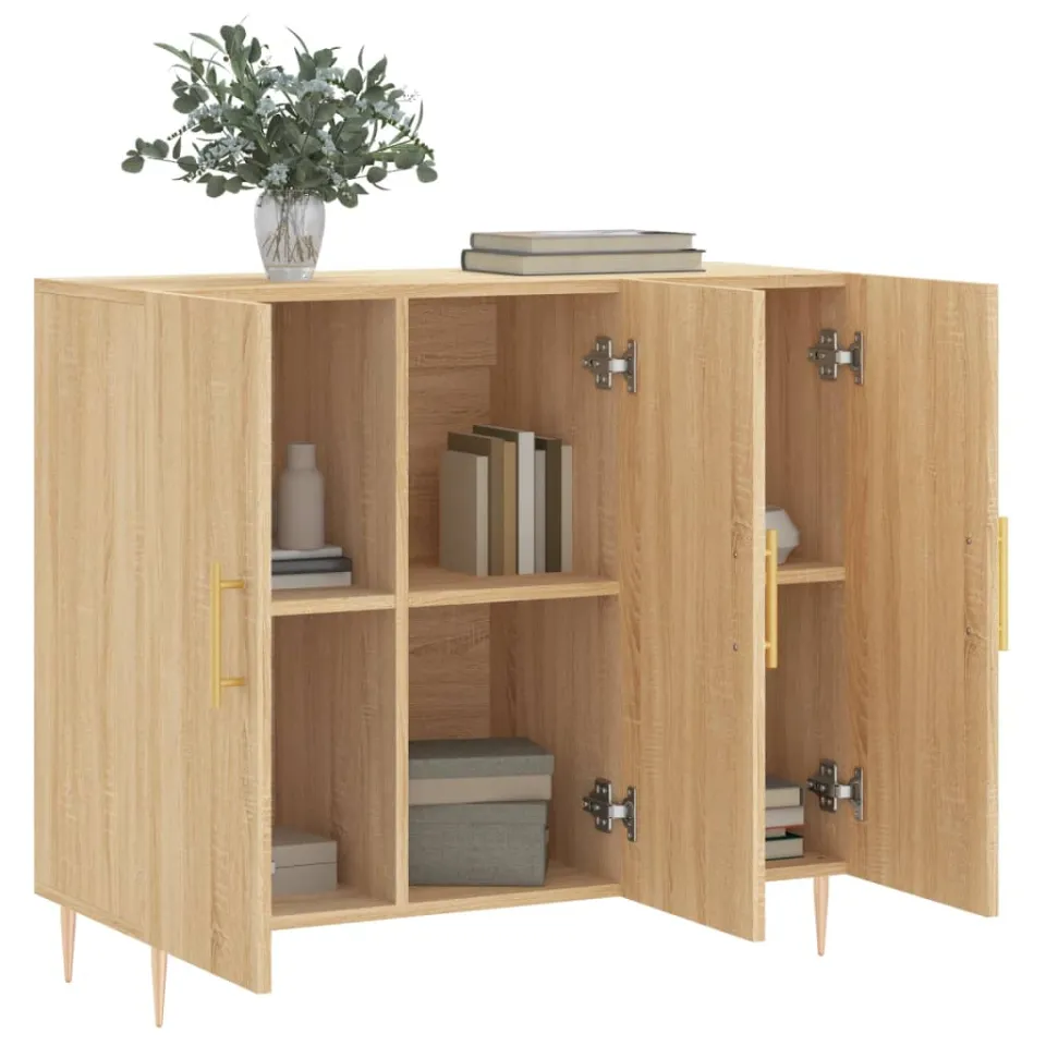 vidaXL Dressoir 90x34x80 cm bewerkt hout sonoma eikenkleurig, foto 4