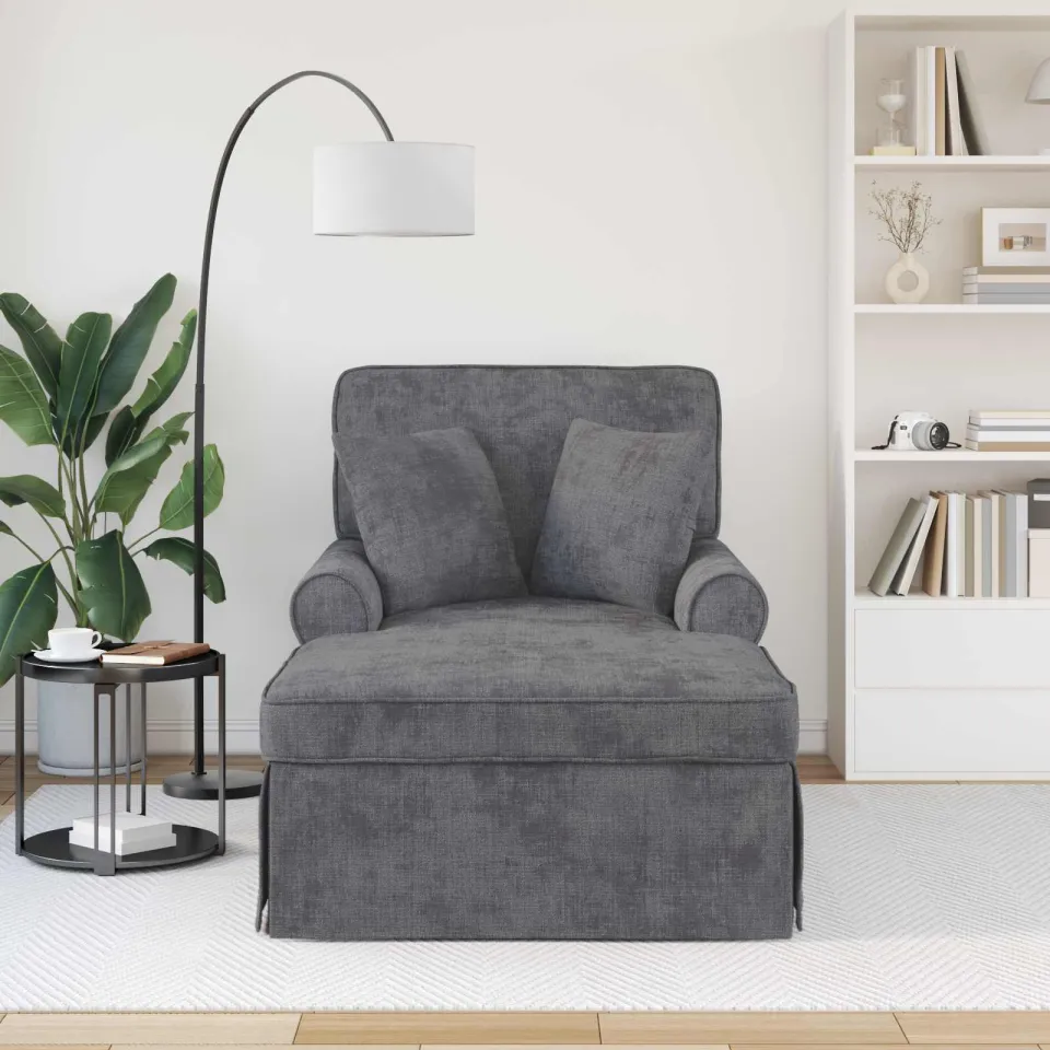 vidaXL Chaise Lounge met Rok Donkergrijs 157 x 91 x 91 cm ARES, foto 3