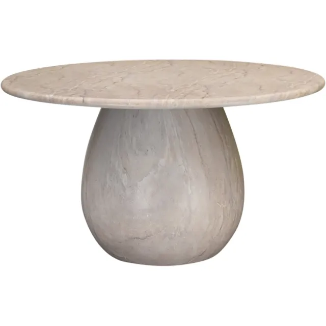 AVH-Collectie Dante dining tafel 140 cm rond polystone marmerlook Wit, Zand / Latte / Linen