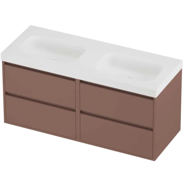 Proline Haga Badmeubelset Polystone Mezza 4 Laden 120x46x58 cm Mat White Beauty Blush Rosé Goud