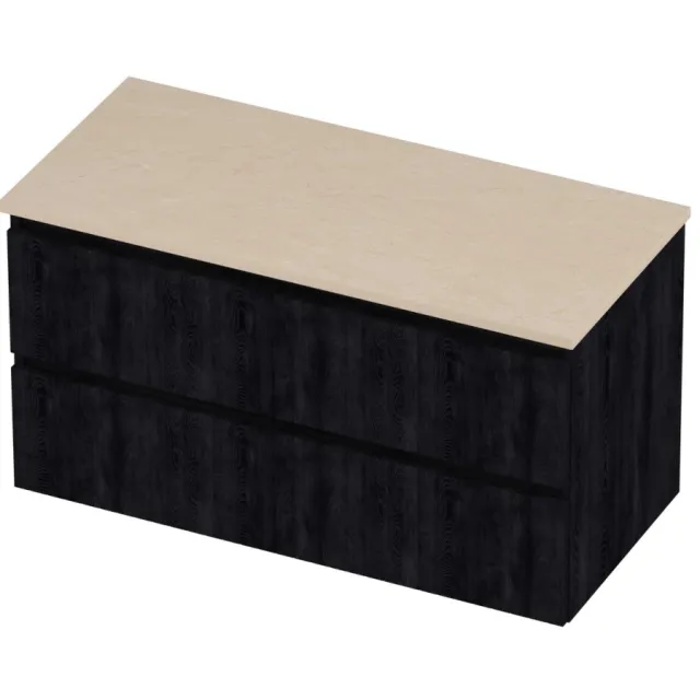 Proline Deck Badmeubelset Hardsteen Symmetrisch Gefreesd 100x46x55 cm Sand Stone Charcoal Oak Eiken
