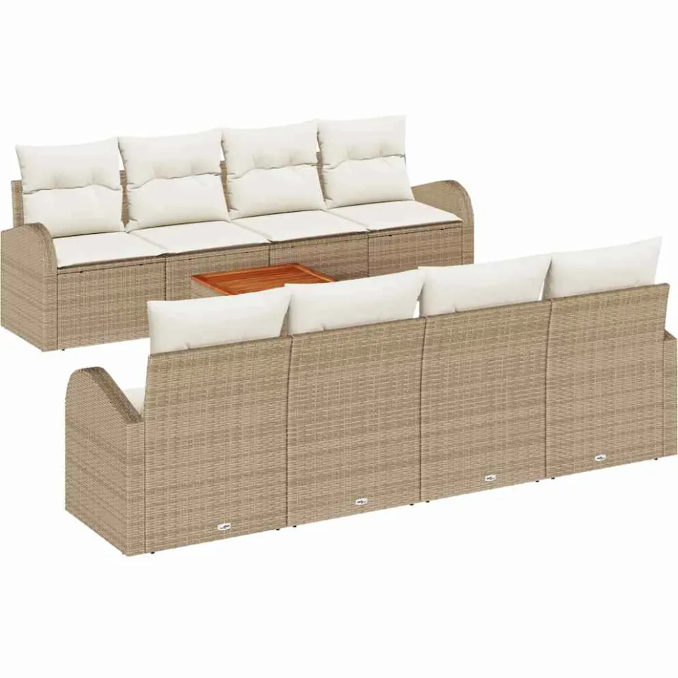 vidaXL Tuinbankenset 9 st Beige poly rattan, foto 4