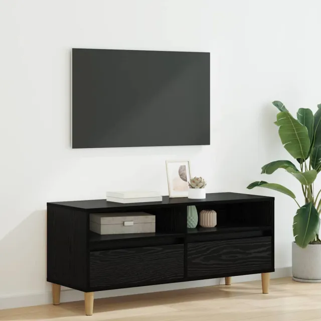 vidaXL TV-kast 100 x 34,5 x 44,5 cm Zwart Eiken Bewerkt hout