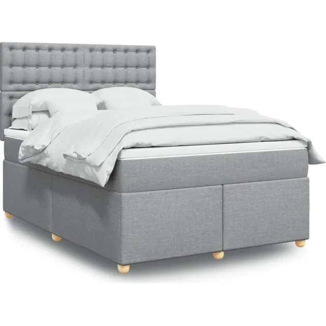 vidaXL Boxspring met matras stof lichtgrijs 140x200 cm grijs