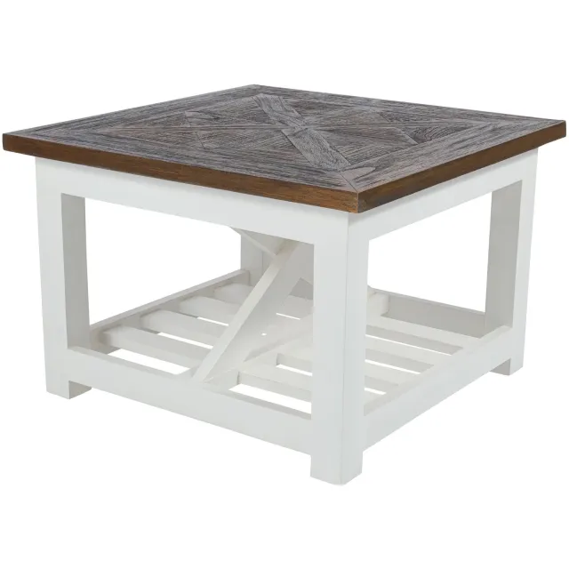 CLP Bastrop salontafel 60 x 60 cm - Vierkante rustieke salontafel in landelijke stijl bruin