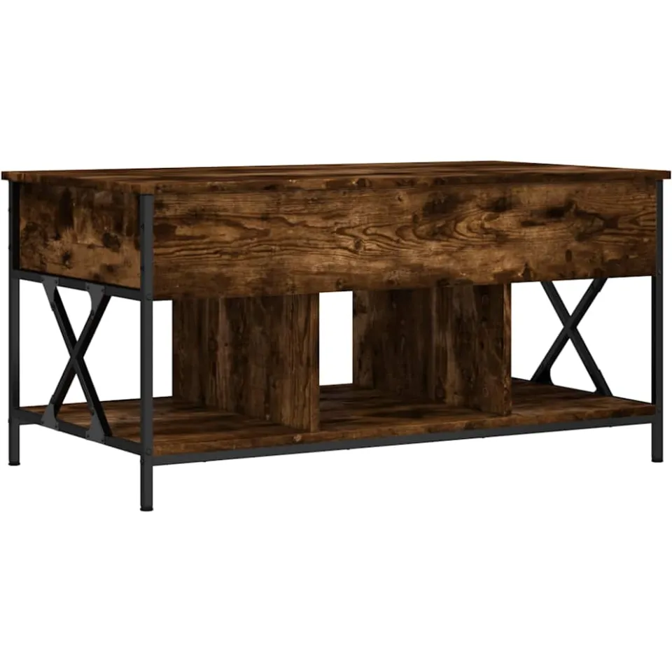 vidaXL Salontafel 100x55x50 cm bewerkt hout en metaal gerookt eiken Bruin