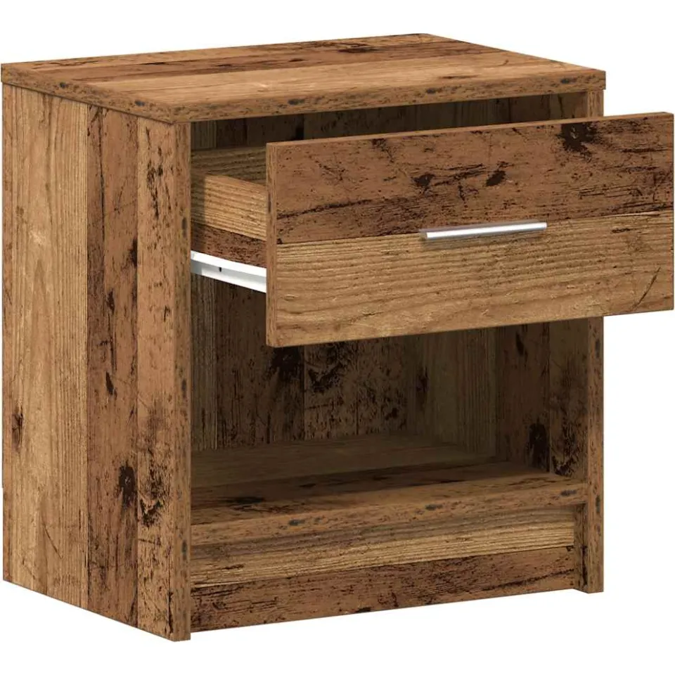 vidaXL Nachtkastje met lade 39x28x41 cm oud houtkleurig grijs, foto 4