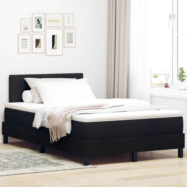 vidaXL Boxspring bed met LED-stripverlichting Zwart 120 x 200 cm Stof