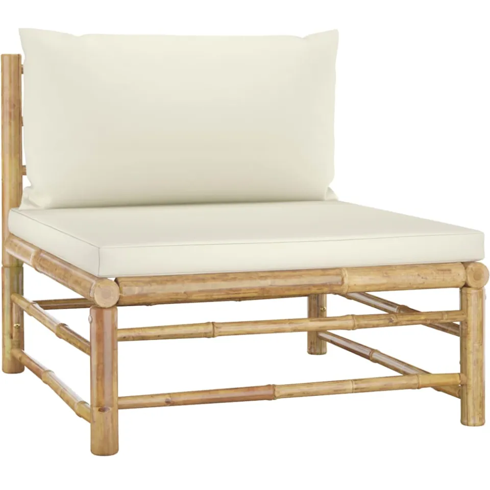 vidaXL 7-delige Loungeset met crèmewitte kussens bamboe, foto 4